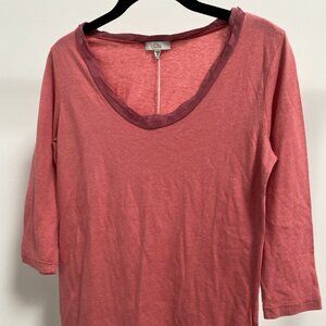 Clu Pink Mauve Silk Trim 3/4 sleeve t-shirt womens